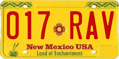 NM license plate 017RAV