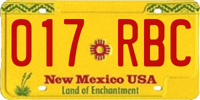NM license plate 017RBC