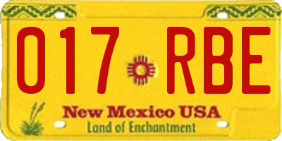 NM license plate 017RBE