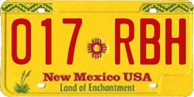 NM license plate 017RBH