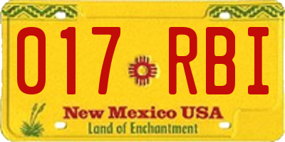 NM license plate 017RBI