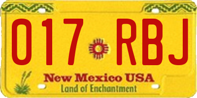 NM license plate 017RBJ