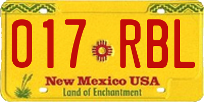 NM license plate 017RBL