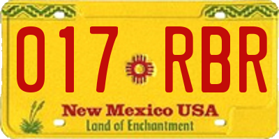 NM license plate 017RBR