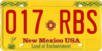 NM license plate 017RBS