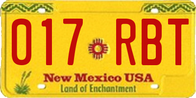 NM license plate 017RBT