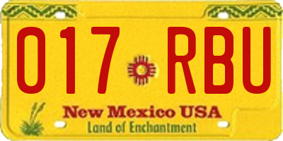 NM license plate 017RBU
