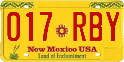 NM license plate 017RBY