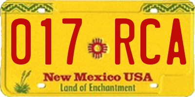 NM license plate 017RCA