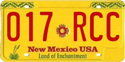NM license plate 017RCC