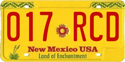 NM license plate 017RCD