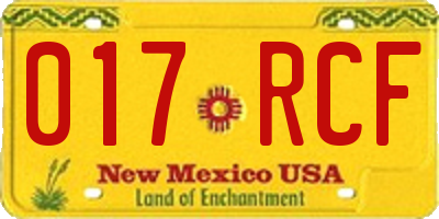 NM license plate 017RCF