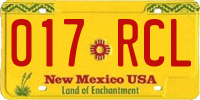 NM license plate 017RCL