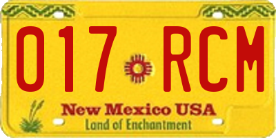 NM license plate 017RCM