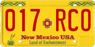 NM license plate 017RCO