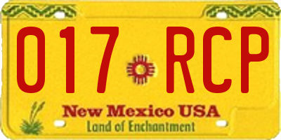 NM license plate 017RCP