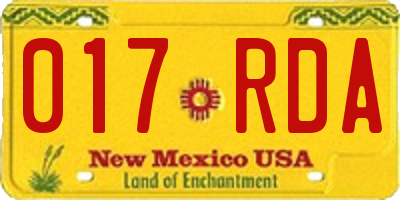 NM license plate 017RDA