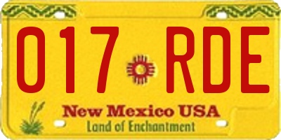 NM license plate 017RDE