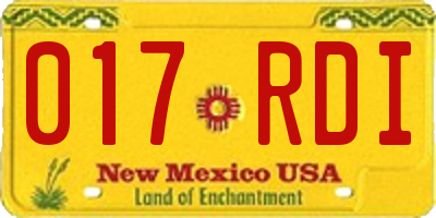 NM license plate 017RDI