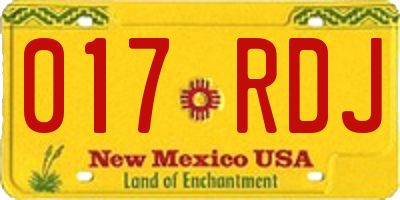 NM license plate 017RDJ