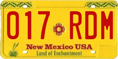 NM license plate 017RDM