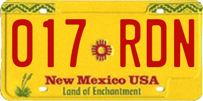 NM license plate 017RDN