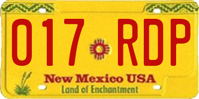 NM license plate 017RDP