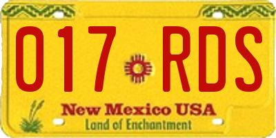 NM license plate 017RDS