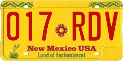 NM license plate 017RDV