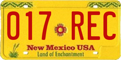 NM license plate 017REC