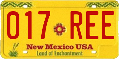 NM license plate 017REE