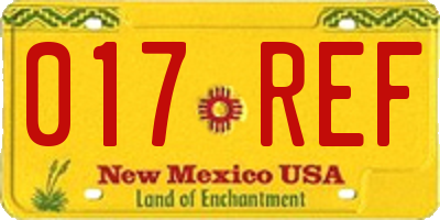 NM license plate 017REF
