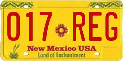 NM license plate 017REG