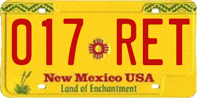NM license plate 017RET