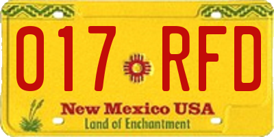NM license plate 017RFD