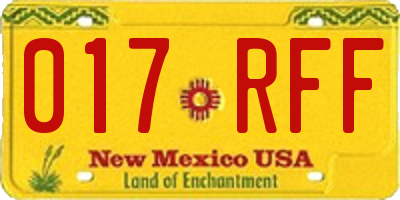 NM license plate 017RFF