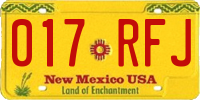 NM license plate 017RFJ