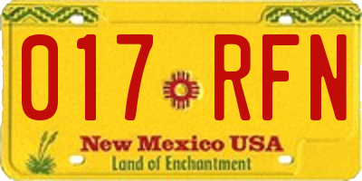 NM license plate 017RFN