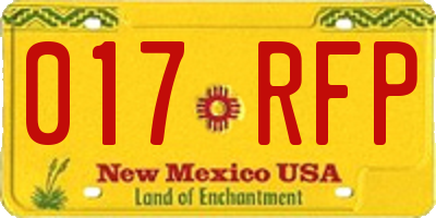 NM license plate 017RFP