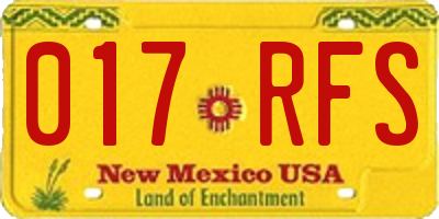 NM license plate 017RFS