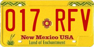 NM license plate 017RFV