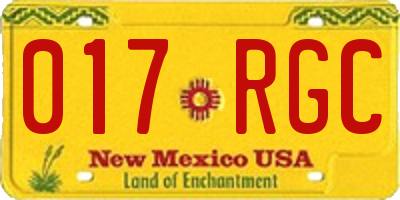 NM license plate 017RGC