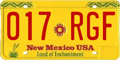 NM license plate 017RGF