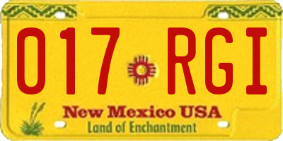 NM license plate 017RGI