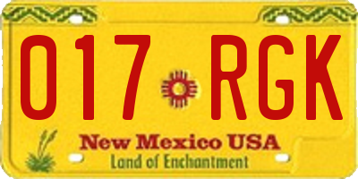 NM license plate 017RGK