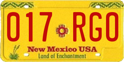 NM license plate 017RGO
