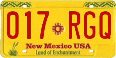 NM license plate 017RGQ