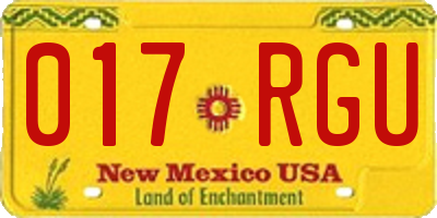 NM license plate 017RGU
