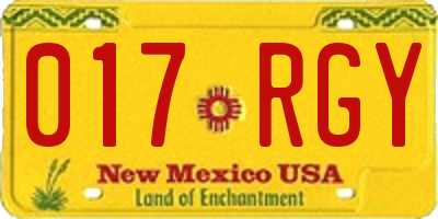 NM license plate 017RGY
