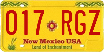 NM license plate 017RGZ